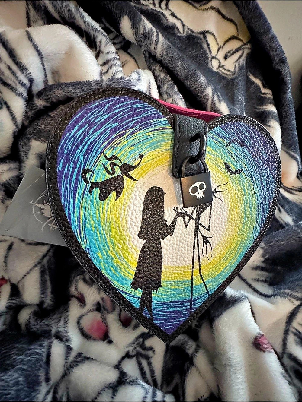 Disney Jack and Sally Heart Crossbody Bag Black & Pink